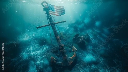 an US flag and anchor