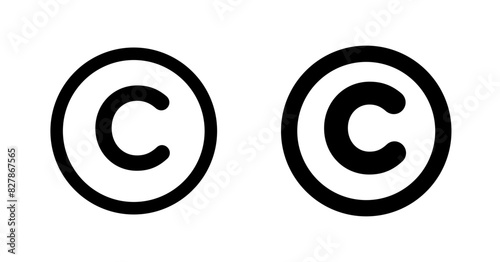 Copyright icon set. trademark copyright C reserved vector icon. business product license C letter sign. copyright protection legal C vector icon in black and blue color.