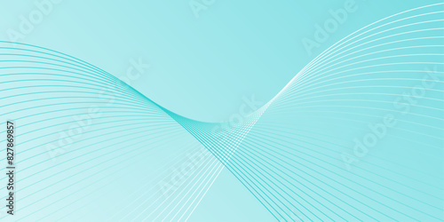 Abstract background with waves for banner. Medium banner size. Vector background with lines isolated. Element for design. Blue and white gradient. Summer, spring. Brochure, booklet. Ocean, aqua