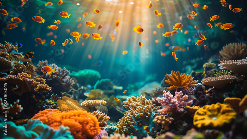 Vibrant Coral Reef teeming with Colorful Fish in the Red Sea