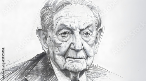 Pencil sketch of George Soros