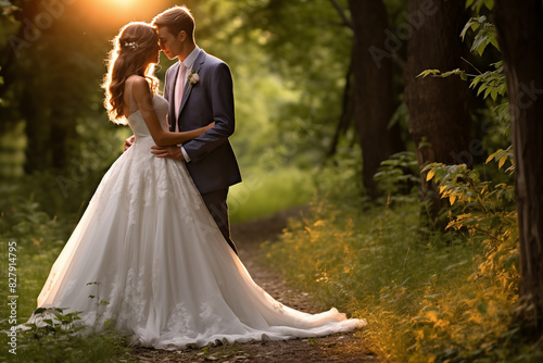 photo session of a wedding couple in wedding clothes