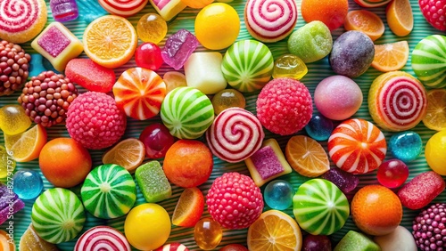Colorful assorted candies creating a vibrant and sweet texture