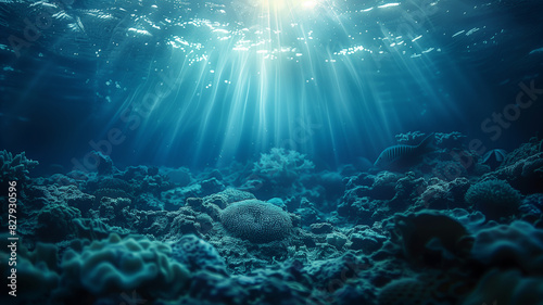 underwater scene with coral reef and fishes
