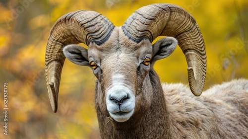 Standing BigHorn Sheep (Ovis canadensis) ram portrait. Generative Ai