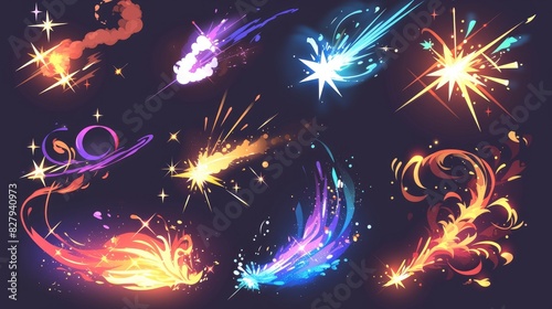 A set of timeless 2D cartoon special effects awaits 10 dynamic elements including question marks exclamation points dazzling flashes drifting smoke powerful bursts sparkling multicolored gl