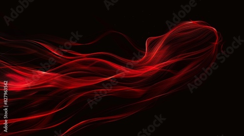 Abstract red wave lines on a dark background