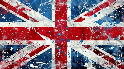 British flag, the Union Jack in grunge, vintage old style design
