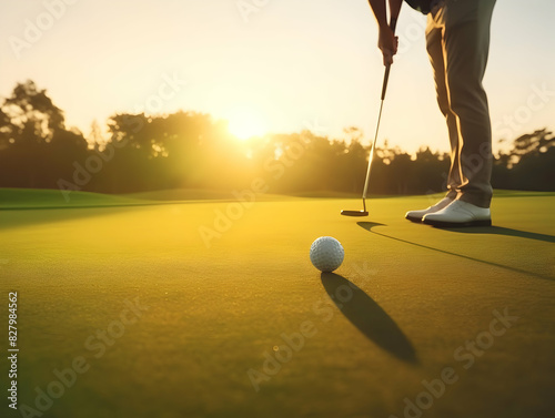 Golf Playing, Golf balls on Golf Club, Professional golf course, Golfer putting golf ball on the green golf, Golf Players Playing, Ai Generated Photo