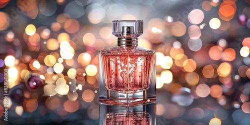 Elevate your ad campaign with an abstract luxury perfume bottle featuring elegant shapes and shimmering reflections.