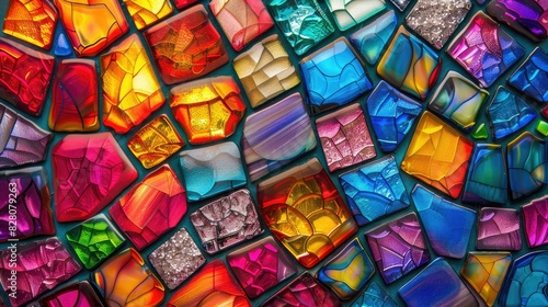 Glittering mosaic tiles in vibrant colors