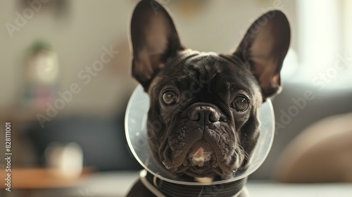 Postoperative pets can wear a transparent black Elizabethan collar