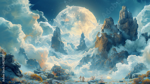illustration of a mythical realm where dreams come to life with surreal landscapes fantastical creatures and ethereal spirits guiding travelers on a journey of selfdiscovery and transformation