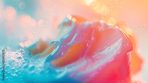 Hand soap deodorant shaving cream close up, focus on, copy space, bright hues, Double exposure silhouette with personal care items