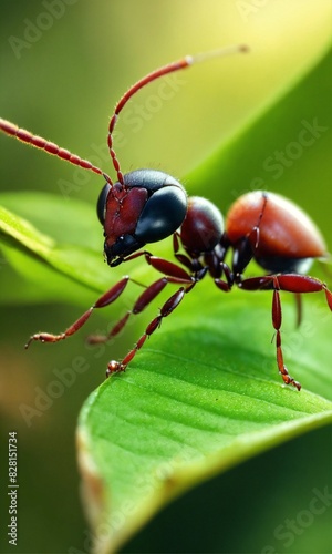  a close up of a ant on a leaf 