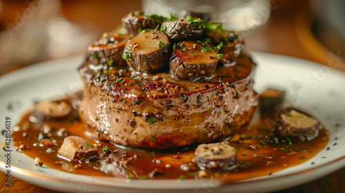Tournedos Rossini filet mignon topped with foie gras and truffles