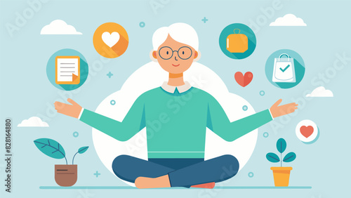 A presentation on the importance of selfcare and finding balance in retirement with tips and strategies for maintaining a healthy and fulfilling lifestyle.. Vector illustration