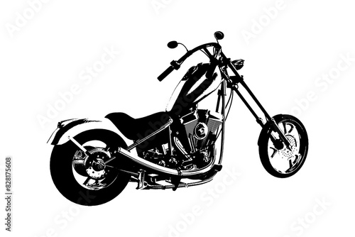 classic chopper custom motorcycle silhouette isolated on white transparent background