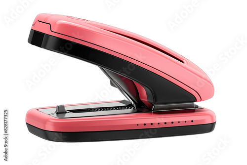 High-quality pink stapler for office, home, and school use. Durable design with a sleek black accent. Perfect for organizing documents.