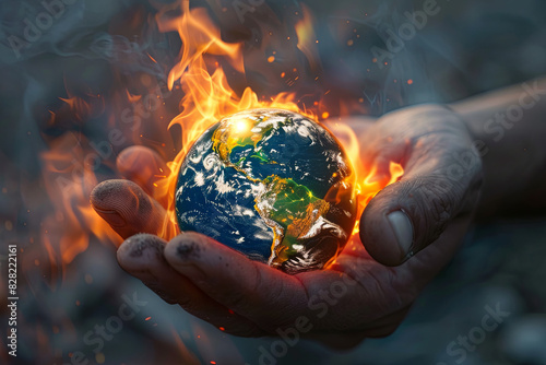 Hand holding melting Earth, highlighting environmental concerns