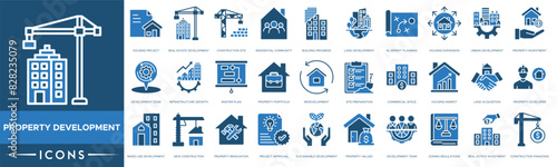 Property Development icon. Housing Project, Real Estate Development, Construction Site, Residential Community, Building Progress, Land Development, Blueprint Planning, Housing Expansion