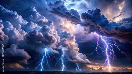 Realistic animation of a thunderstorm sky with clouds at night and lightning, perfect for social media reels