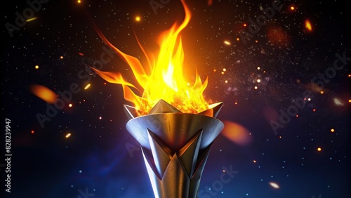 Isolated of vibrant Olympic fire flambeau glowing brightly