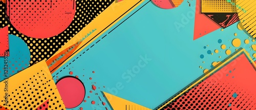 Vibrant Retro Geometric Abstract Background with Overlapping Shapes Kinetic Motion and Clarity for Mockup Design or Messaging