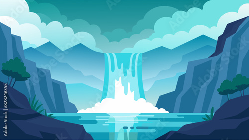 As the client imagines a tranquil waterfall the the encourages them to focus on the soothing sound of the water and the feeling of cool mist on their skin.. Vector illustration