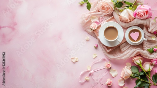 A steaming cup of coffee, possibly flavored with rose petals or enjoyed with a rose