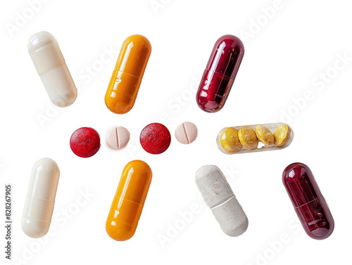 pills on white background