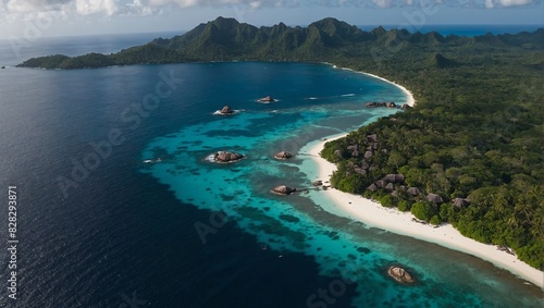 A westward aerial view of Silhouette island in the Seychelles located in the Indian Ocean off Africa s coast.