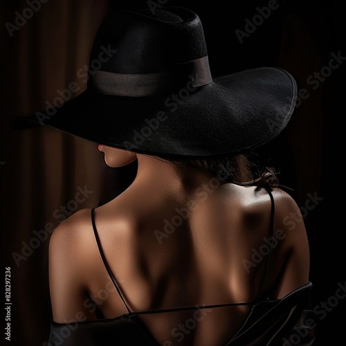 "Stylish Woman in Black Dress and Hat"