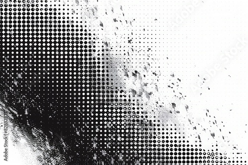 Grainy grunge stippled black half tone vector dots textured pattern on white background