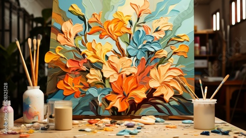 A Vibrant Floral Still Life Painting in Bold Oil Colors