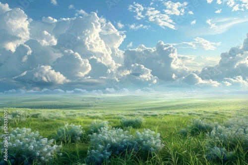 Expansive Blue Sky Over Serene Green Field