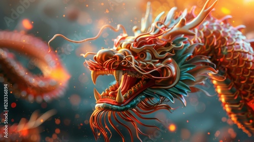 Majestic Chinese Dragon Soaring with Auspiciousness
