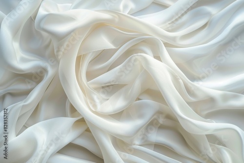 There is a white fabric with a very large amount of folds