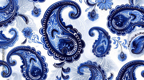 Seamless blue and white floral pattern for wallpaper or fabric