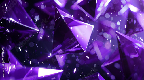 Soothing amethyst triangles pulse with futuristic energy, ideal for tech ads.