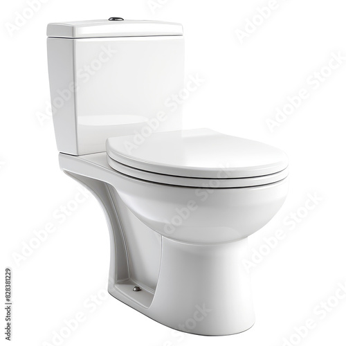 White toilet bowl isolated on transparent white background, clipping path