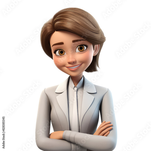cartoon business woman isolated on white background