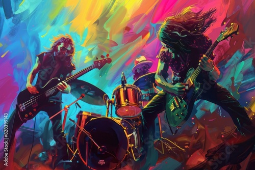 rock / metal band playing together , abstract background