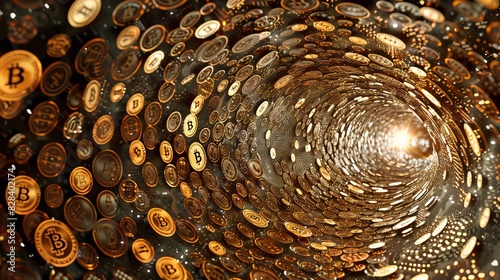 A close-up view of a cluster of various coins tightly packed together, showcasing different denominations and currencies