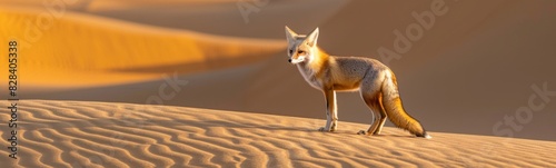 Fox standing on a sand dune in the desert