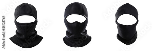 Black balaclava isolated on transparent background