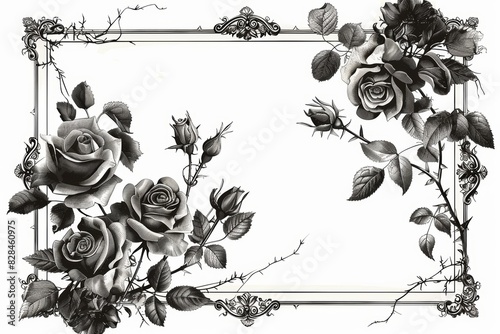 Elegant Frame with Black Rose Design for Luxury Projects Generative AI