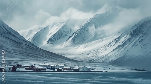 Longyearbyen, Spitsbergen, Norway: a little town surrounded by snow-capped mountains in the far north of Europe.