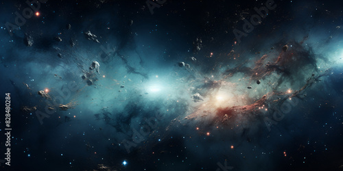 space galaxy background, Background with spaceship and many planets in space, 