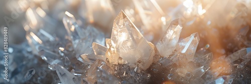Ethereal Quartz Cluster in Sunlight, Perfect for Spiritual or Wellness Themes Generative AI